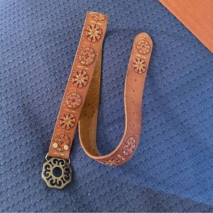 Lucky Brand Embroidered Leather Belt